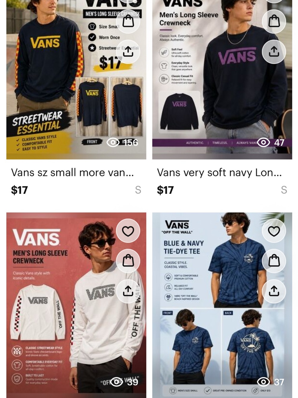 Vans Black Long-Sleeve Crewneck with Yellow Chest Logo Sleeve price is firm